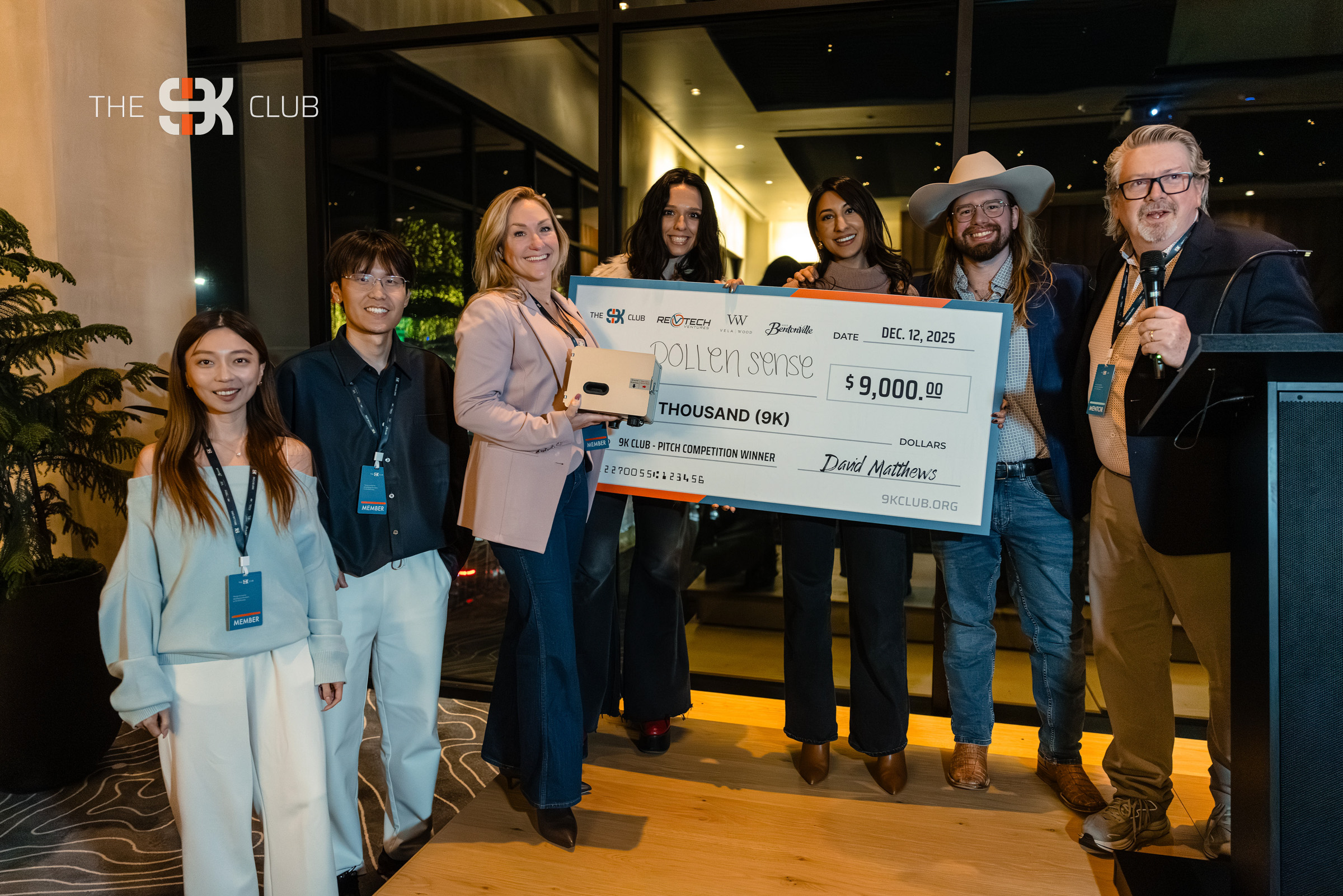 Pollen Sense receiving the $9,000 award at the 2025 9K Club Final in Bentonville